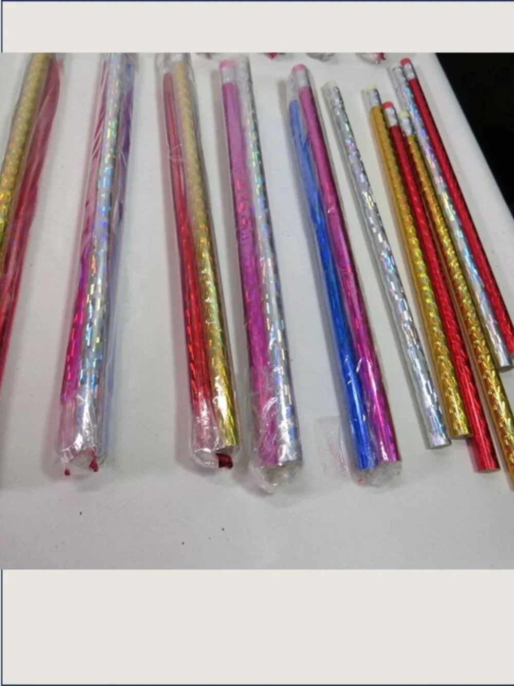 Bulk 84 Christmas Winter Holographic Pencils New Unsharpened Party Favors 3-Pack